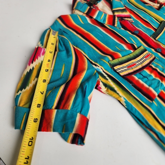 L&B Lucky & Blessed Women’s Colorful Striped Maxi Dress Button Up Short Sleeve M - Picture 13 of 15